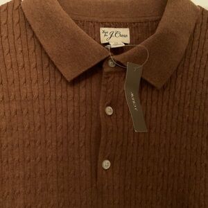 J. Crew Men's Textured Tan Polo Shirt